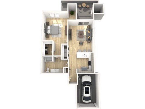 Floor plan for 1 bed, 1 bath, 848 sqft