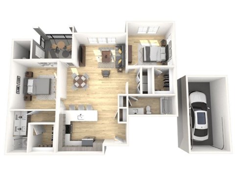 Floor plan for 2 beds, 2 baths, 1202 sqft