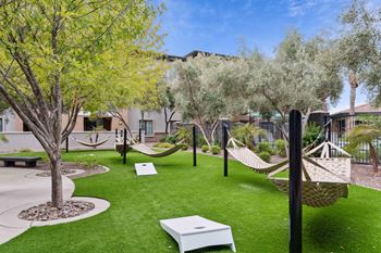 Courtyard with hammocks