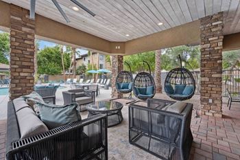 Sundeck with poolside cabanas & lounge seating