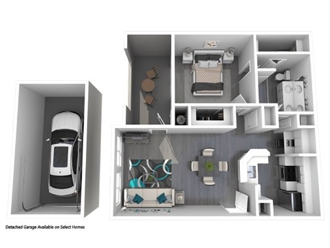 Floor plan for 1 bed, 1 bath, 788 sqft