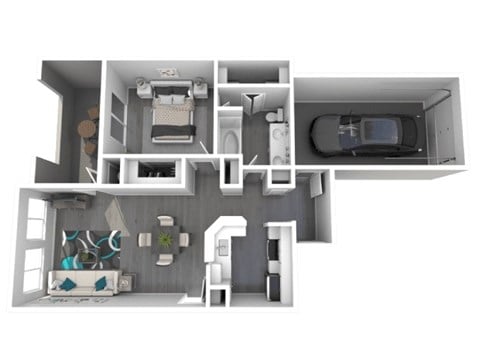 Floor plan for 1 bed, 1 bath, 825 sqft