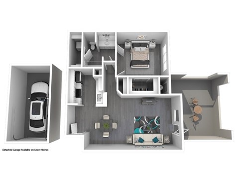 Floor plan for 1 bed, 1 bath, 796 sqft