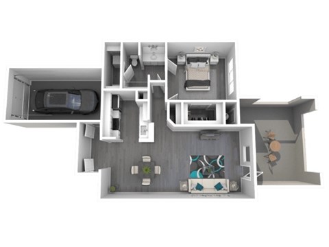 Floor plan for 1 bed, 1 bath, 805 sqft