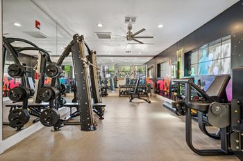 24-Hour fitness center with a cardio hub & strength training room