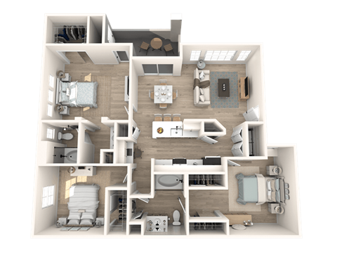 Floor plan for 3 beds, 2 baths