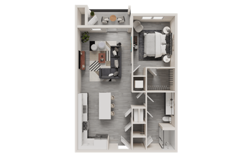 Floor plan for 1 bed, 1 bath, 793 sqft
