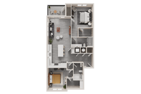 Floor plan for 2 beds, 2 baths, 1092 sqft