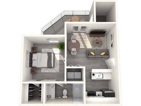 Floor plan for 1 bed, 1 bath