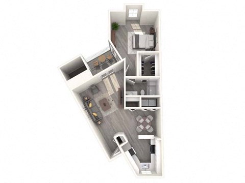 Floor plan for 1 bed, 1 bath, 820 sqft