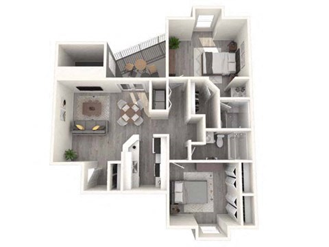 Floor plan for 2 beds, 2 baths