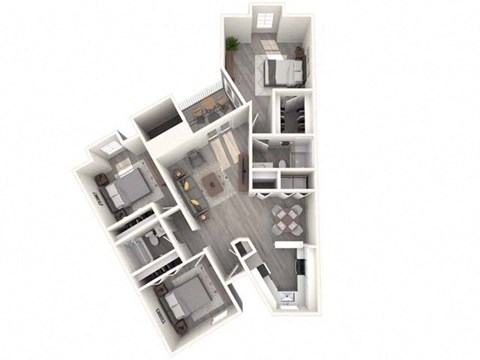 Floor plan for 3 beds, 2 baths