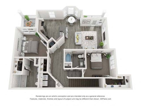 Floor plan for 2 beds, 2 baths, 1389 sqft