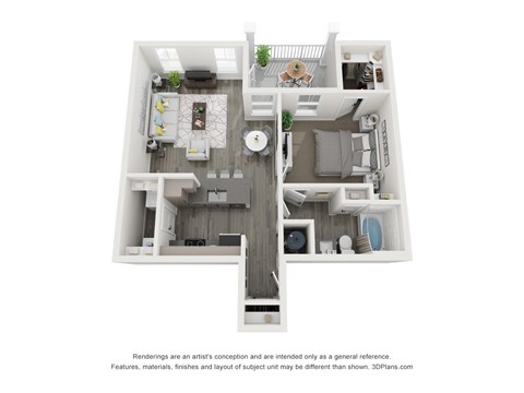 Floor plan for 1 bed, 1 bath