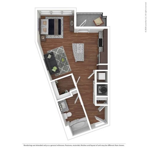 Floor plan for studio, 1 bath
