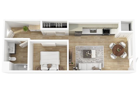 Floor plan for studio, 1 bath, 515 sqft