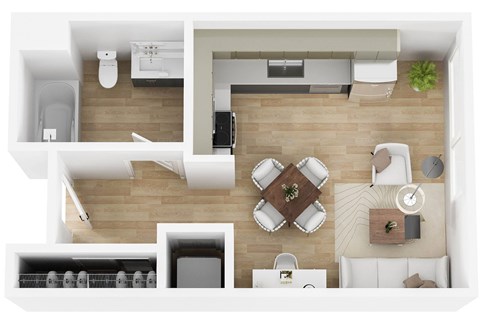 Floor plan for studio, 1 bath, 382 sqft