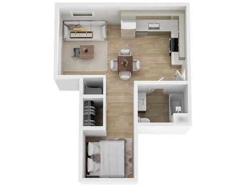 Floor plan for studio, 1 bath, 566 sqft