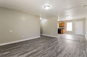 Conley house for rent - A room with wooden flooring and a white door.