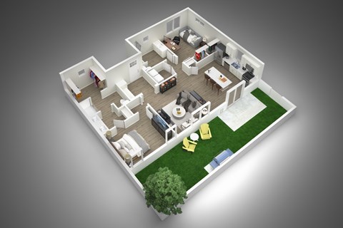Floor plan for 2 beds, 2 baths, 1193 sqft