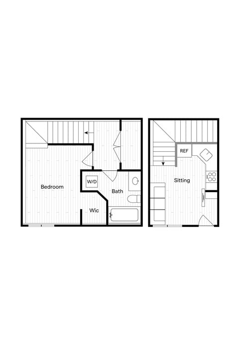 Floor plan for 1 bed, 1 bath, 507 sqft