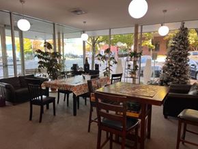Vancouver apartment for rent - A dining room with a table set for six people.