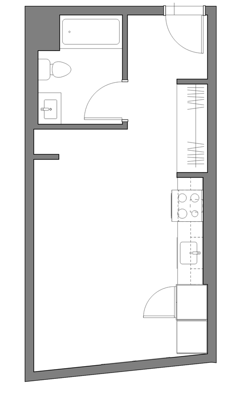 Floor plan for studio, 1 bath, 356 sqft