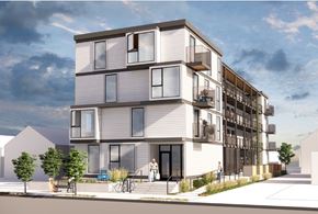 Portland apartment for rent - A modern apartment building with balconies and multiple stories.