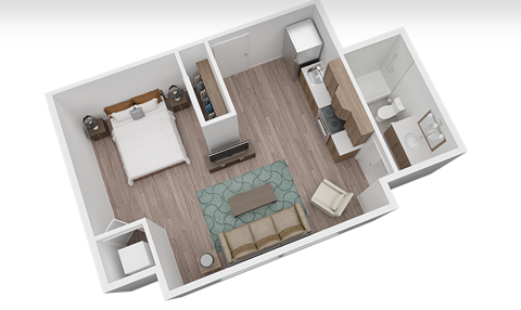 Floor plan for studio, 1 bath, 462 sqft