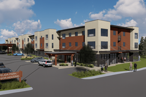Vancouver apartment for rent - A rendering of a senior housing complex named Felida Park.