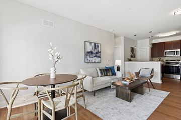 Chalfont apartment for rent - A modern living room with a dining table and chairs.