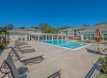 Swimming pool with relaxing sundecks
