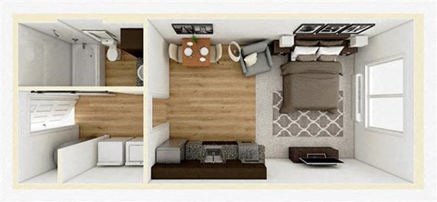 Floor plan for studio, 1 bath, 410 sqft