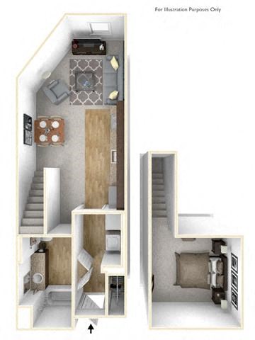 Floor plan for studio, 1 bath, 530 sqft