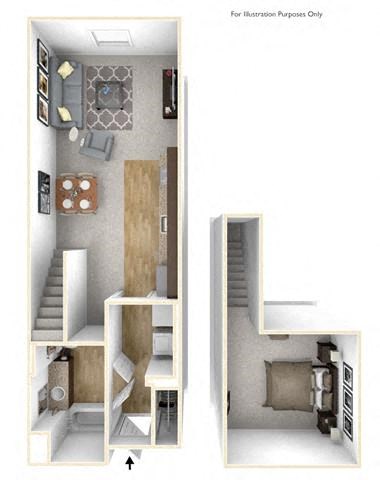 Floor plan for studio, 1 bath, 563 sqft