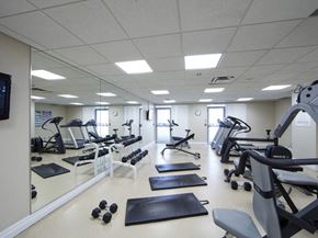 North York apartment for rent - a fitness center with treadmills and other exercise equipment