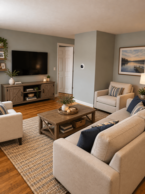Quincy apartment for rent - A living room with a couch, chair, and coffee table.
