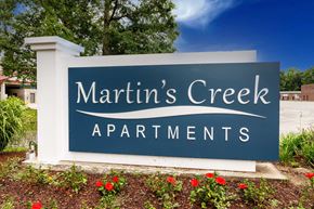 Summerville apartment for rent - A sign for Martin's Creek Apartments is shown in front of a building.