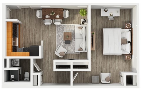 Floor plan for 1 bed, 1 bath, 550 sqft