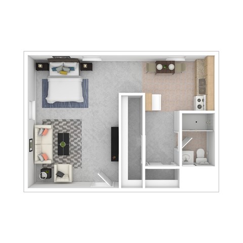 Floor plan for studio, 1 bath, 354 sqft