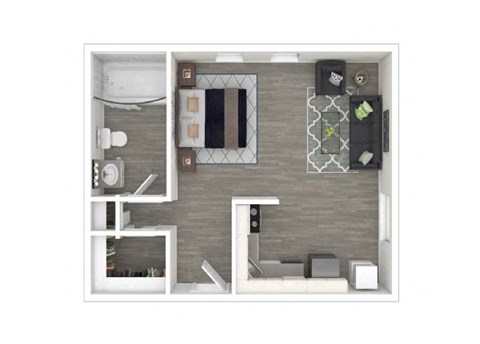 Floor plan for studio, 1 bath, 372 sqft