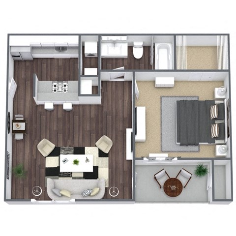 Floor plan for 1 bed, 1 bath, 550 sqft