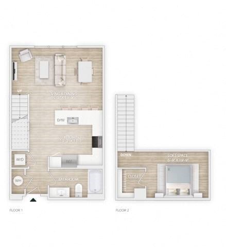Floor plan for 1 bed, 1 bath, 815 sqft