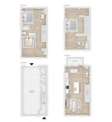 Floor plan for 3 beds, 2.5 baths, 2115 sqft