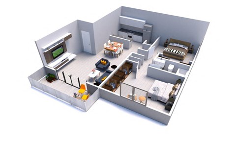 Floor plan for 2 beds, 1 bath, 912 sqft