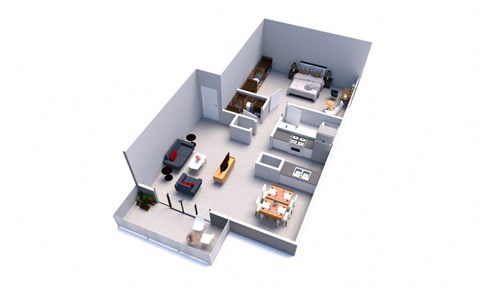 Floor plan for 1 bed, 1 bath, 721 sqft