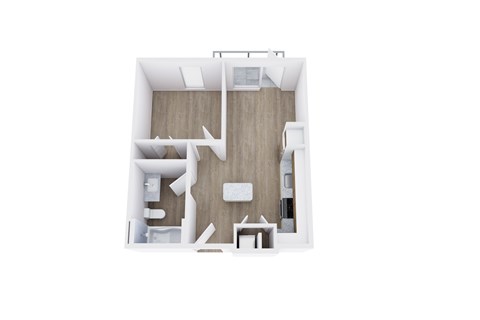 Floor plan for 1 bed, 1 bath, 440 sqft