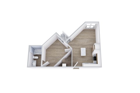 Floor plan for 1 bed, 1 bath, 521 sqft