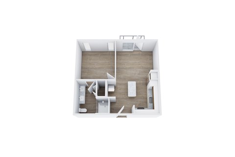 Floor plan for 1 bed, 1 bath, 528 sqft
