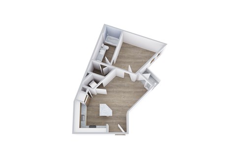 Floor plan for 1 bed, 1 bath, 535 sqft